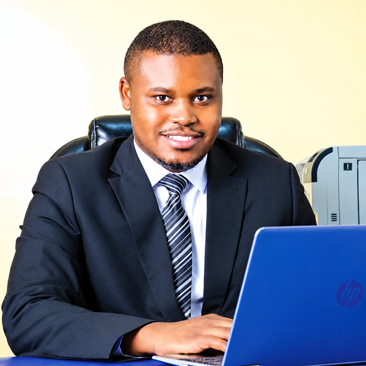 professional office portrait with laptop